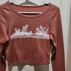 Billabong long sleeve graphic crop tee